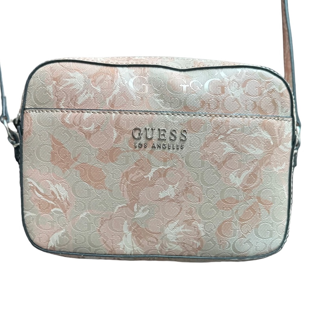 NWOT patent label Guess pink champagne cream rose gold floral crossbody purse